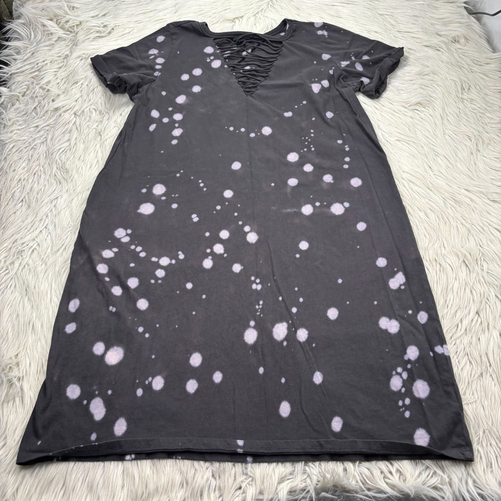 Torrid Women's 0X Gray Destructed Front Mini Jersey‎ T-Shirt Dress Grunge Punk
